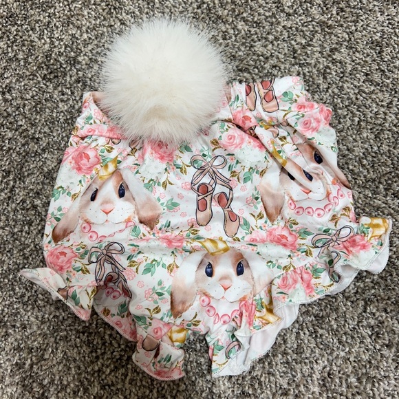 Other - Floral Bunny Print Kids Accessory with Pom Pom